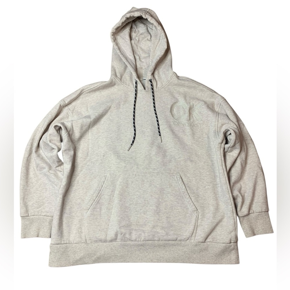 Calvin Klein XL Heather Grey Tonal Embroidered Logo Hoodie